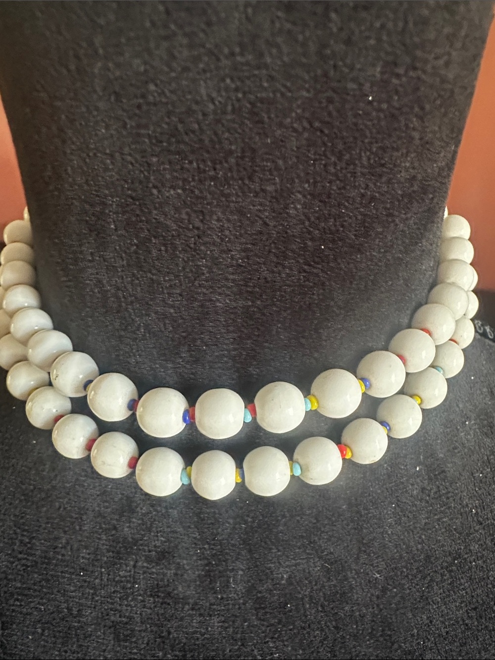 Vintage 1950s -1960s Multi strand Milk Glass bead necklace